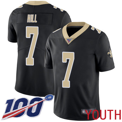 New Orleans Saints Limited Black Youth Taysom Hill Home Jersey NFL Football 7 100th Season Vapor Untouchable Jersey